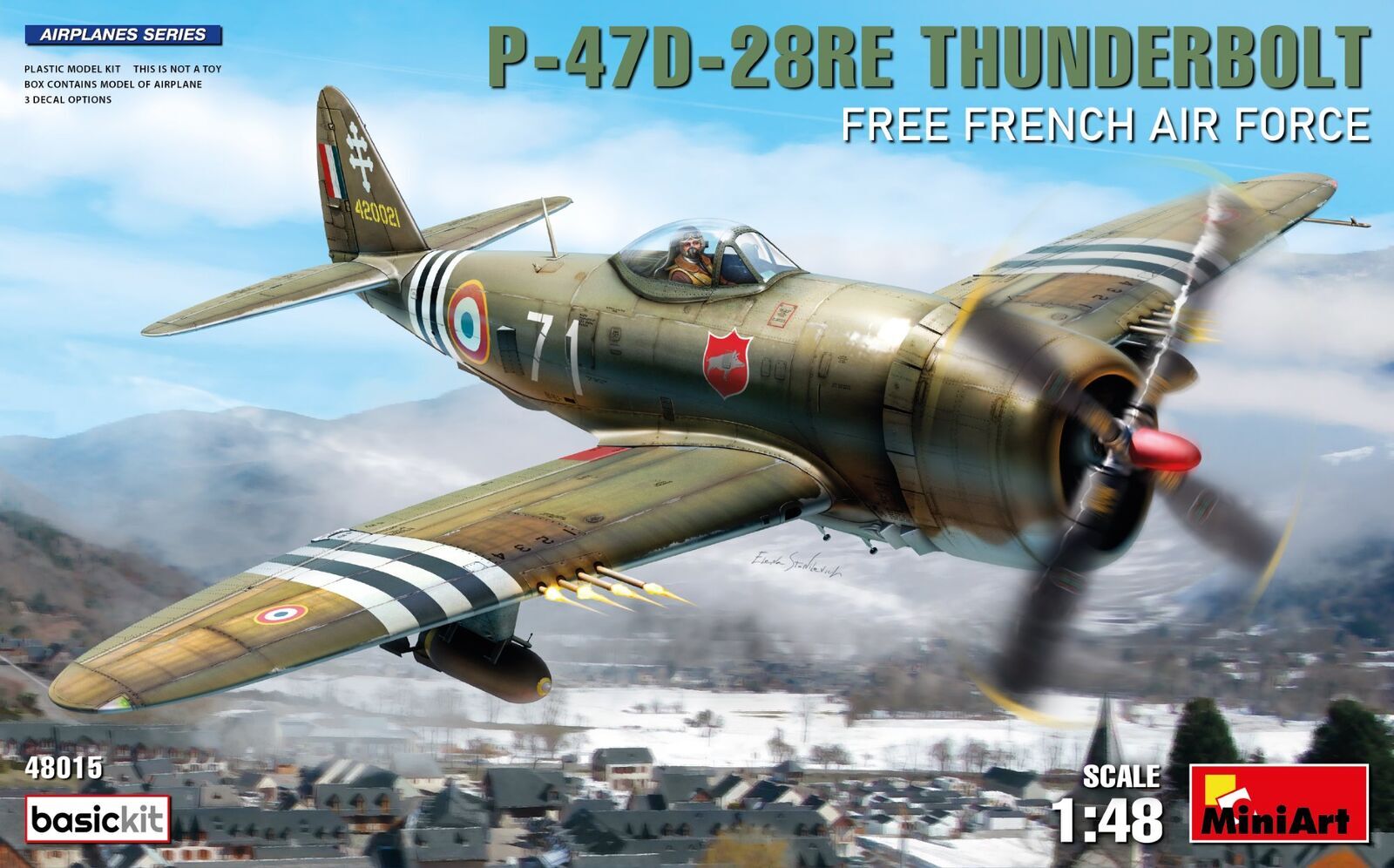 MiniArt 1/48 P-47D-28RE Thunderbolt. Free French Air Force. Basic Kit Plastic Model Kit