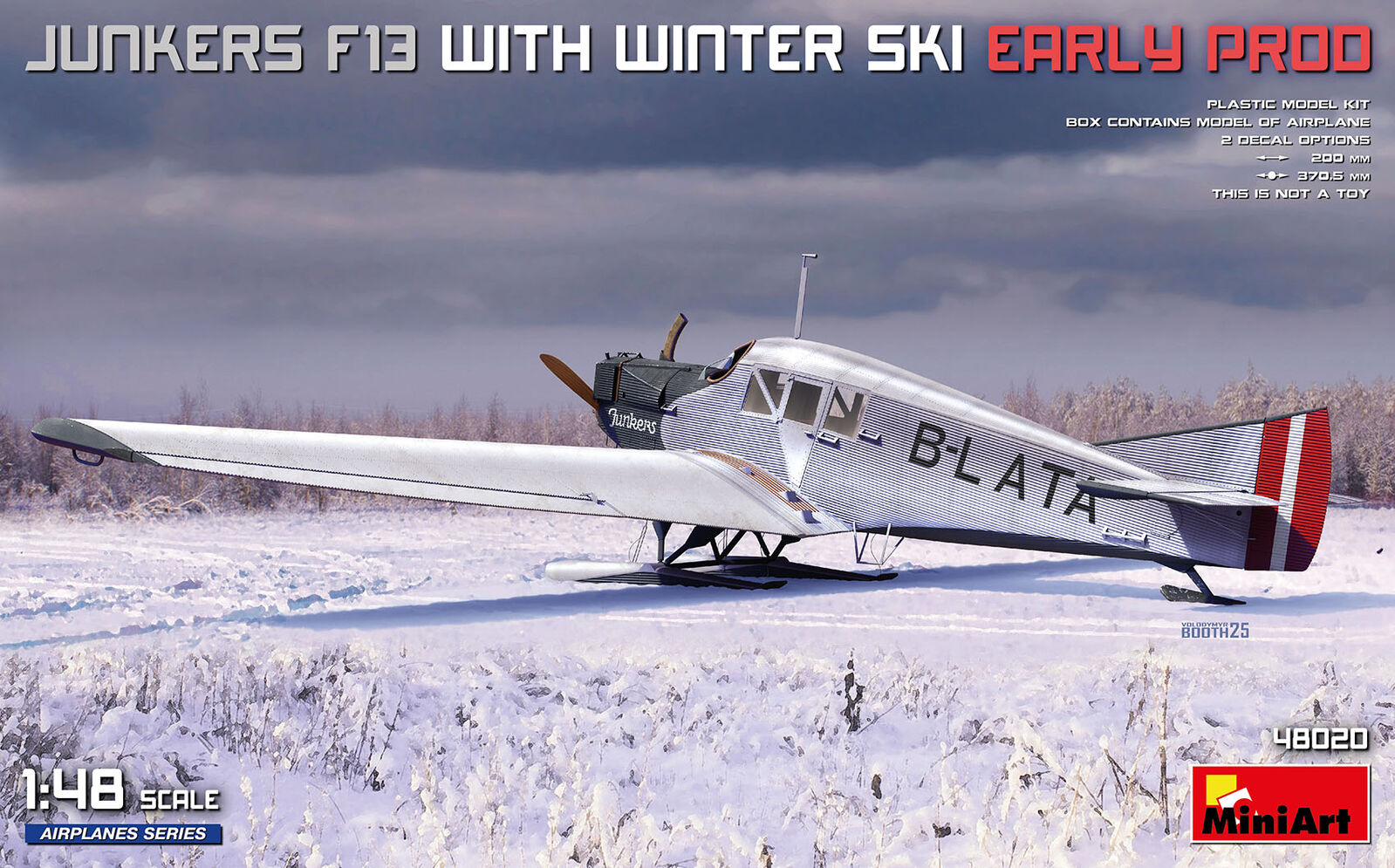 MiniArt 1/48 Junkers F13 with Winter Ski. Early Prod Plastic Model Kit