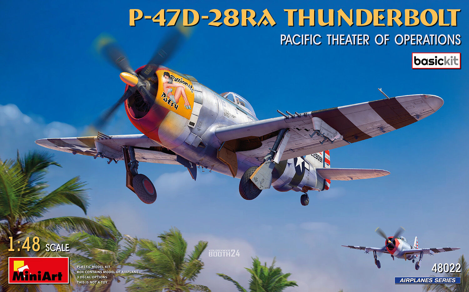MiniArt 1/48 P-47D-28RA Thunderbolt. Pacific Theater of Operations. Basic Kit Plastic Model Kit