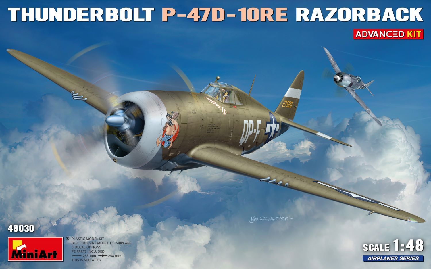 MiniArt 1/48 Thunderbolt P-47D-10RE Razorback. Advanced Kit Plastic Model Kit