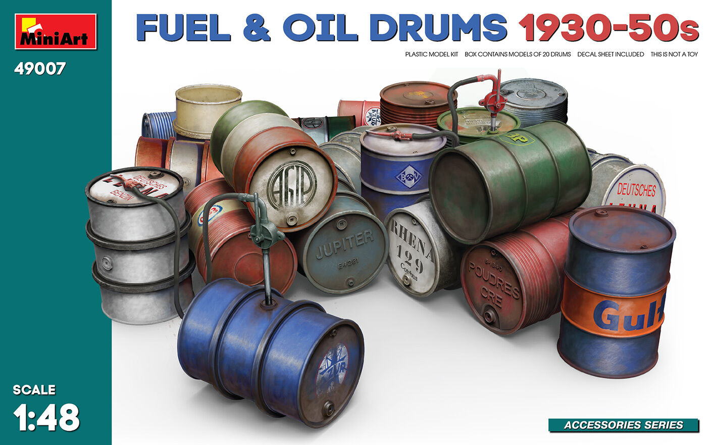 MiniArt 1/48 Fuel & Oil Drums 1930-50s Plastic Model Kit
