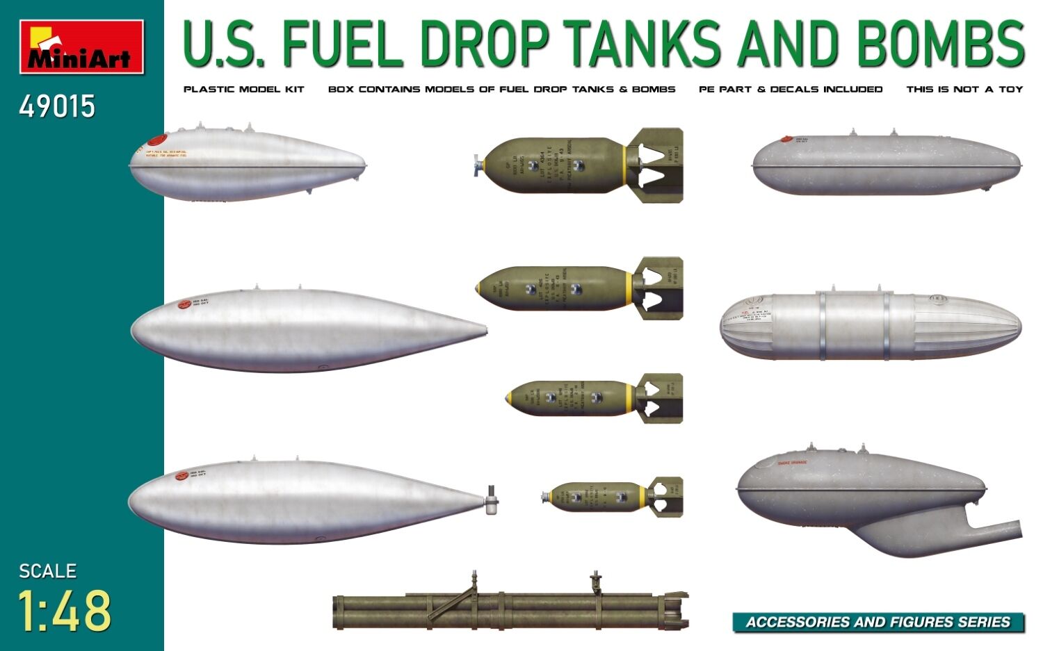 MiniArt 1/48 U.S. Fuel Drop Tanks and Bombs Plastic Model Kit