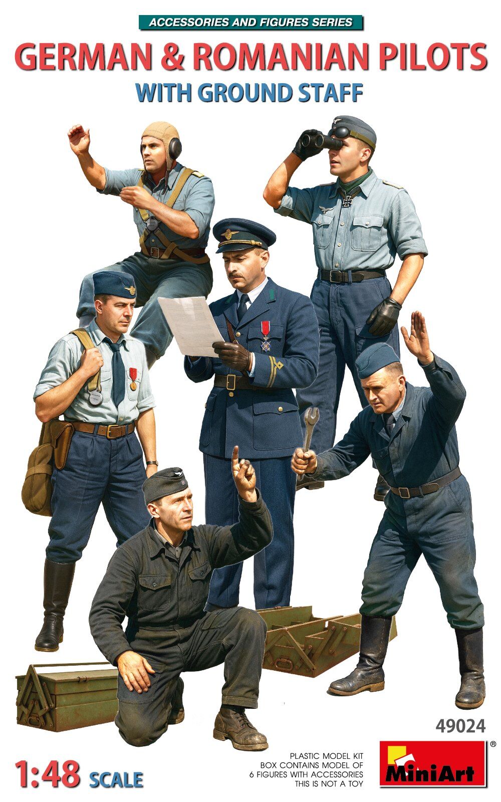 MiniArt 1/48 German & Romanian Pilots w/Ground Staff  Plastic Model Kit