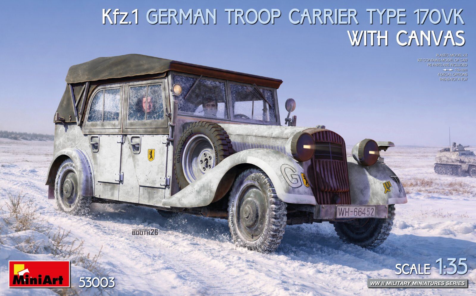 MiniArt 1/35 Kfz.1 German Troop Carrier Type 170VK w/Canvas Plastic Model Kit