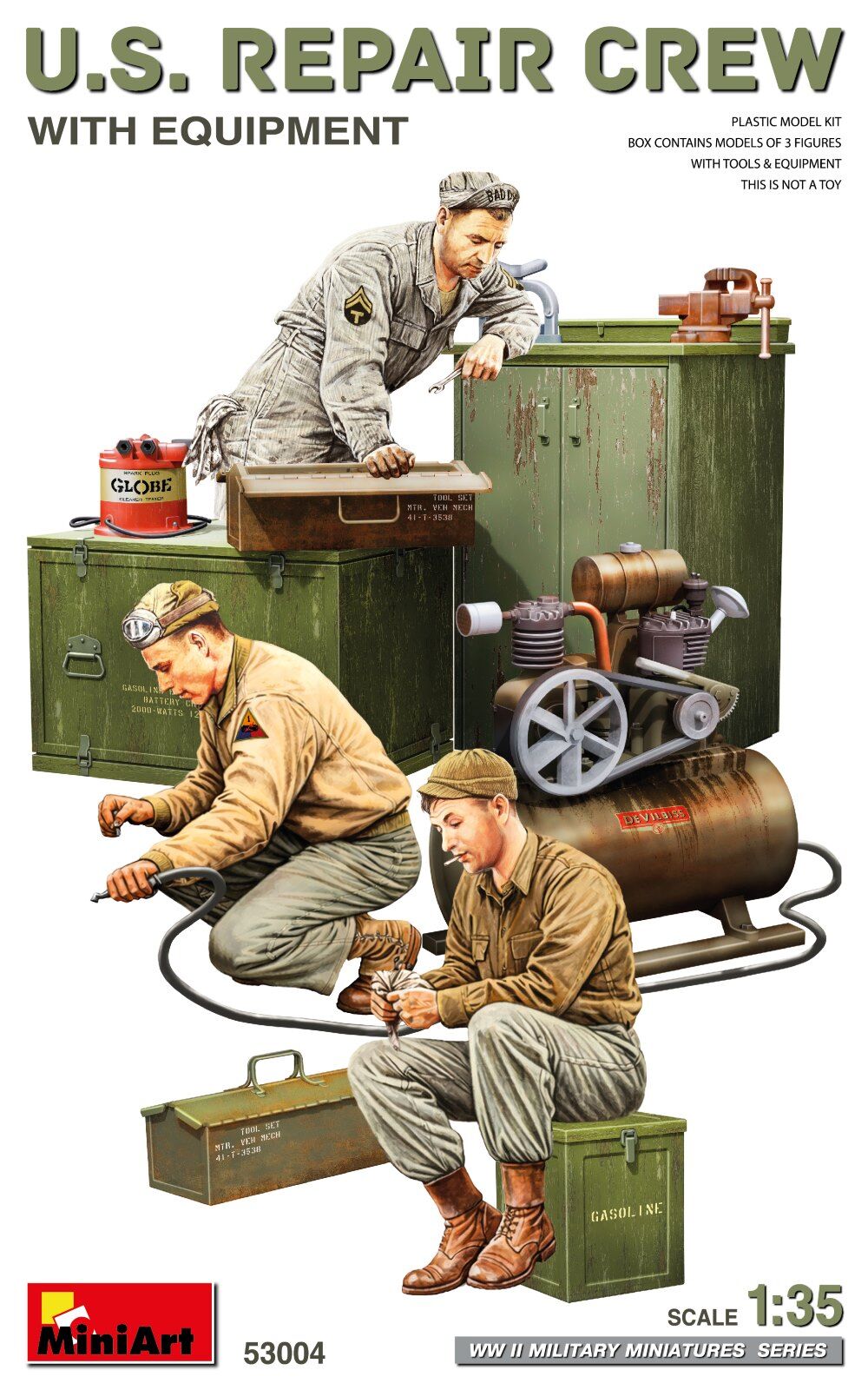 MiniArt 1/35 U.S. Repair Crew w/Equipment Plastic Model Kit