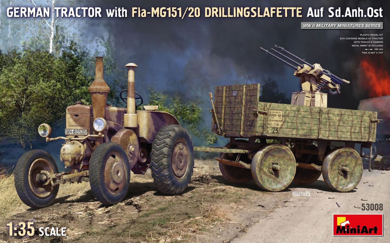 MiniArt 1/35 German Tractor with Fla-MG151/20 Drillingslafette Auf Sd.Anh.Ost Plastic Model Kit