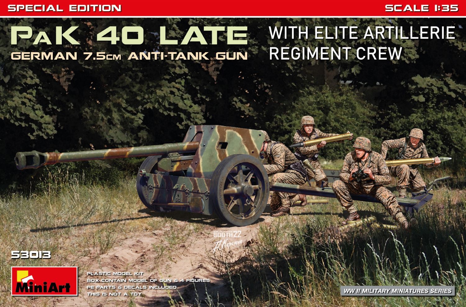 MiniArt 1/35 German 7.5cm PaK 40 Late w/Elite Artillerie Regiment Crew. Special Edition Plastic Model Kit