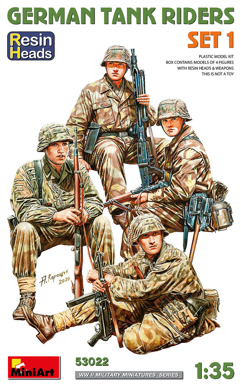 MiniArt 1/35 German Tank Riders Set 1. Resin Heads Plastic Model Kit