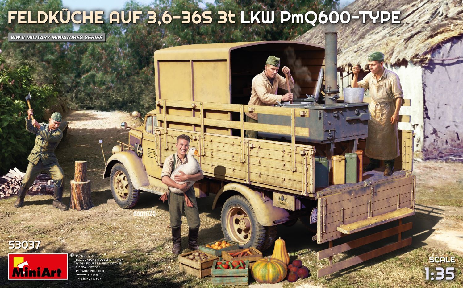 MiniArt 1/35 Feldkuche Auf 3.6-36S 3t LKW PmQ600-Type Plastic Model Kit