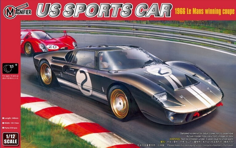 Magnifier 1/12 US Sports Car 1966 Le Mans Winning Coupe Plastic Model Kit [00019]