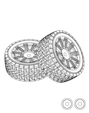 MJXS-1415A2 MJX 14302 Tires (Rubber) (2pcs) [1415A2] MJX