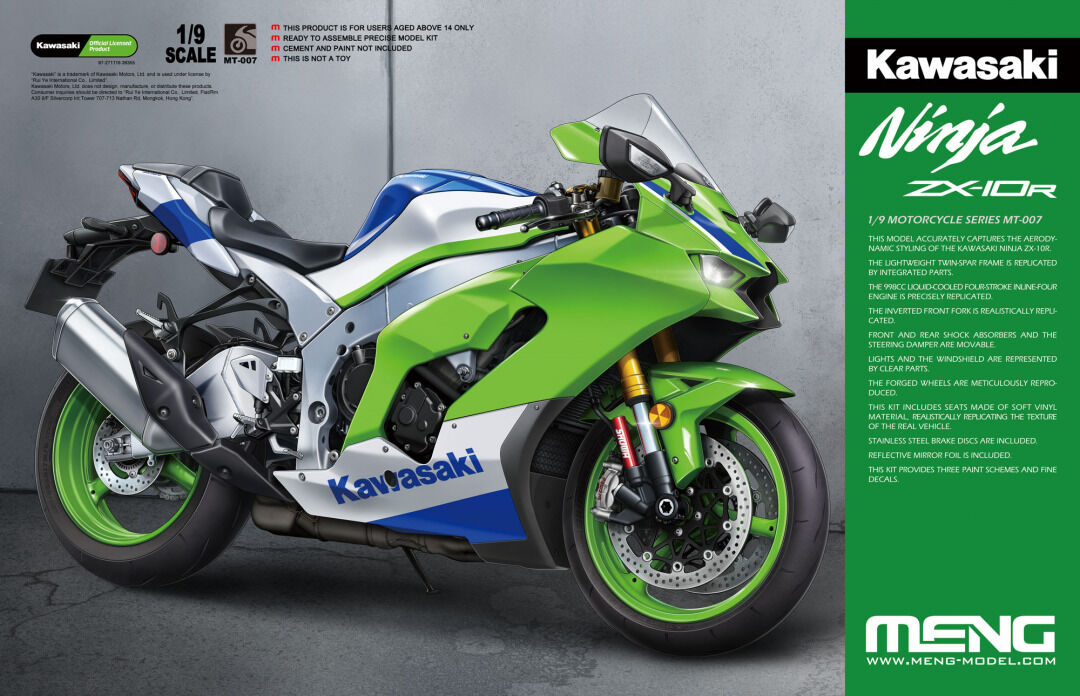 Meng 1/9 Kawasaki Ninja ZX-10R Plastic Model Kit