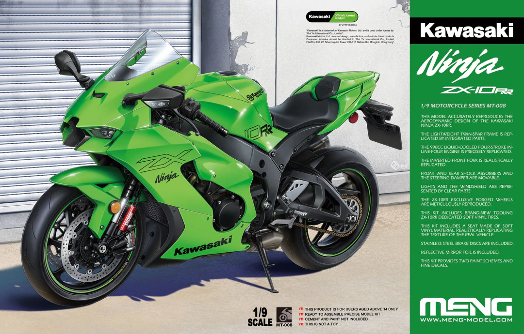 Meng 1/9 Kawasaki Ninja ZX-10RR Plastic Model Kit