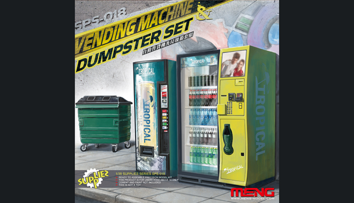MM-SPS-018 Meng 1/35 Vending Machine & Dumpster Set Plastic Model Kit Meng