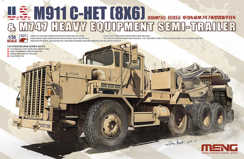 Meng 1/35 U.S. M911 C-HET(8X6) & M747 Heavy Equipment Semi-Trailer Plastic Model Kit