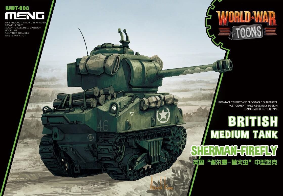 Meng World War Toons Sherman-Firefly British Medium Tank Plastic Model Kit MM-WWT-008