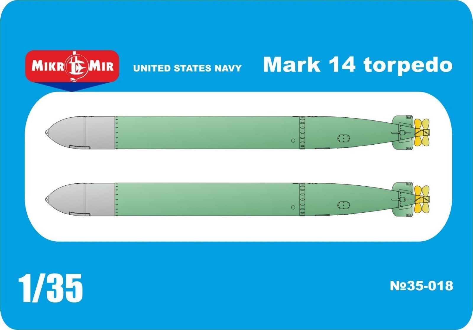 MM35-018 Micromir 1/35 USA Mark14 torpedo (2 pcs in box ) Plastic Model Kit Micromir