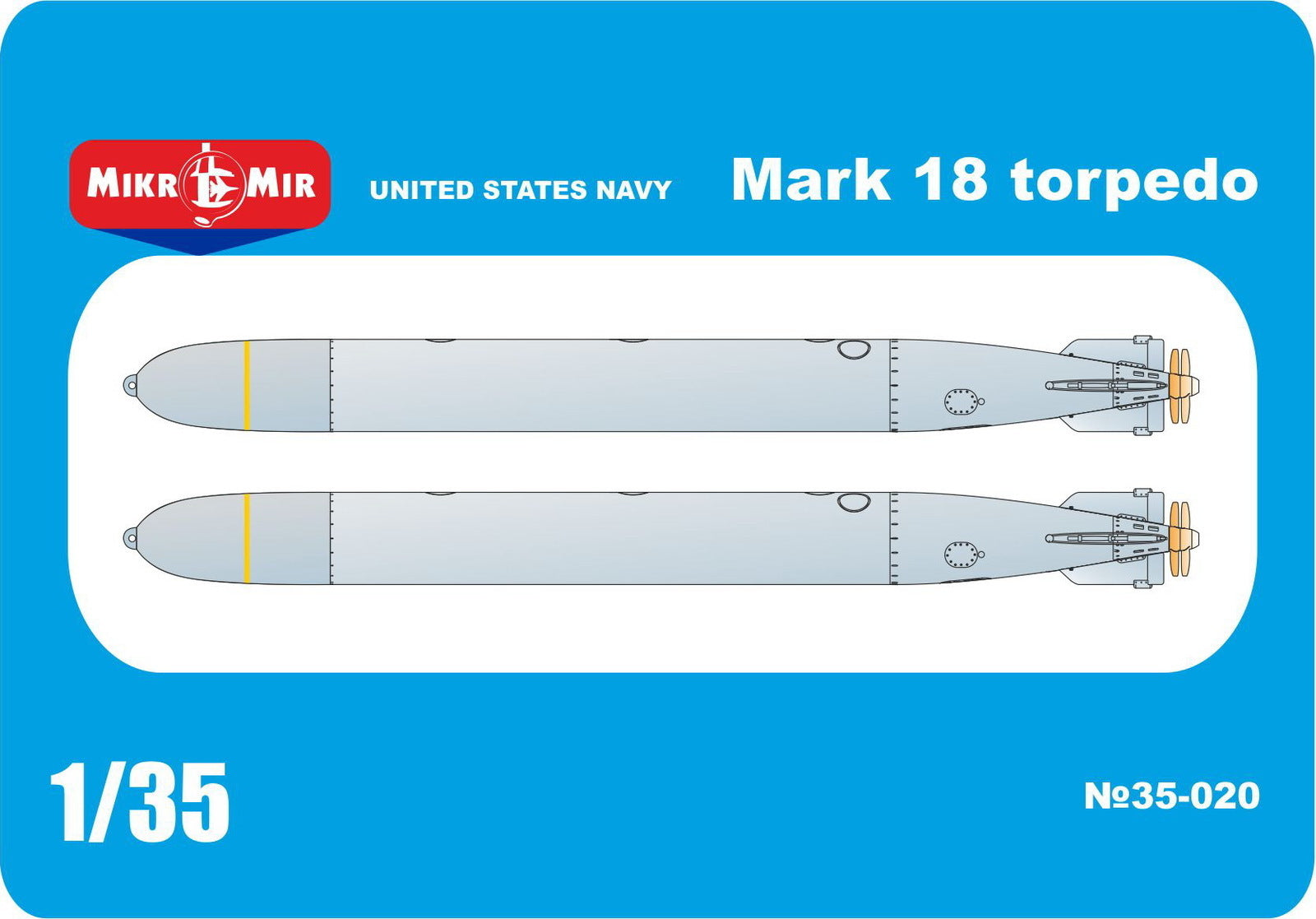 MM35-020 Micromir 1/35 USA Mark18 torpedo (2 pcs in box ) Plastic Model Kit Micromir