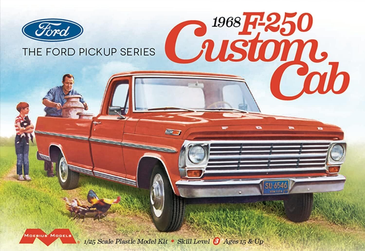 MO2564 Moebius 1/25 1968 Ford F-250 Custom Cab Pickup Plastic Model Kit [2564] Moebius