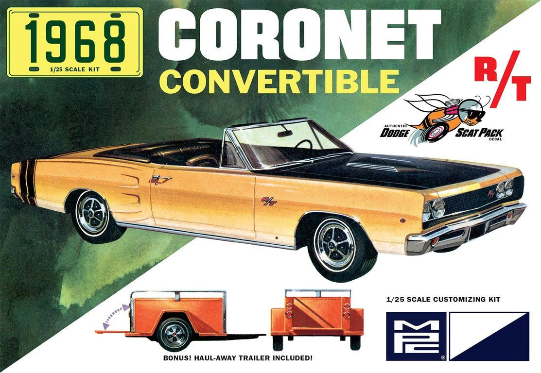 MPC978 MPC 1/25 1968 Dodge Coronet Convertible w/Trailer Plastic Model Kit MPC