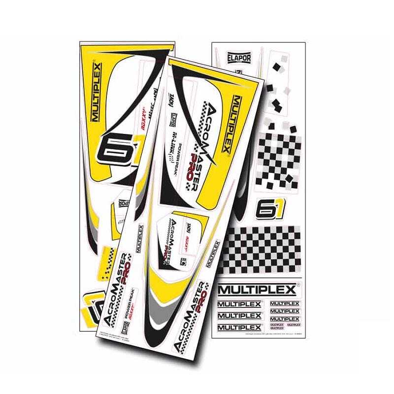 MPX1-01012 Multiplex Yellow and Silver Decal Set, AcroMaster Pro Multiplex