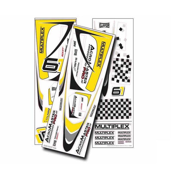 MPX1-01012 Multiplex Yellow and Silver Decal Set, AcroMaster Pro