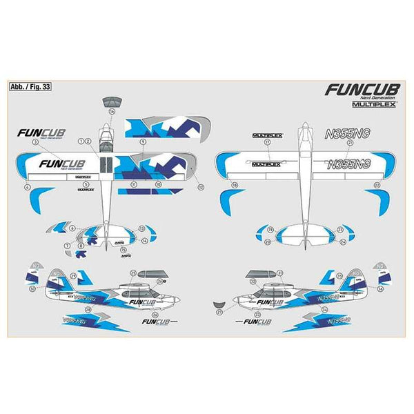 MPX1-01516 Multiplex Blue Decal Sheet, FunCub NG