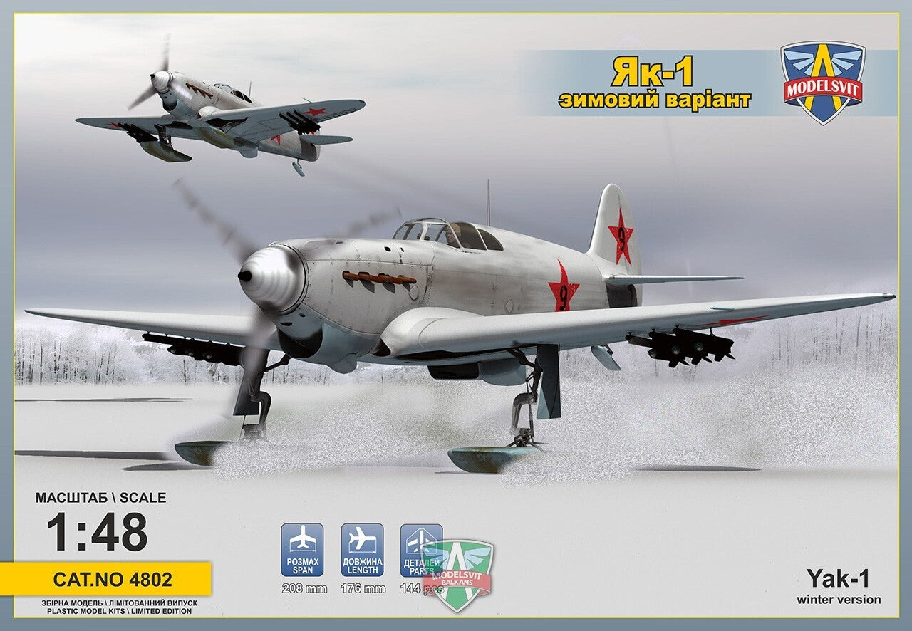 MSVIT4802 ModelSvit 1/48 Yak-1 Soviet fighter on skis Plastic Model Kit Modelsvit