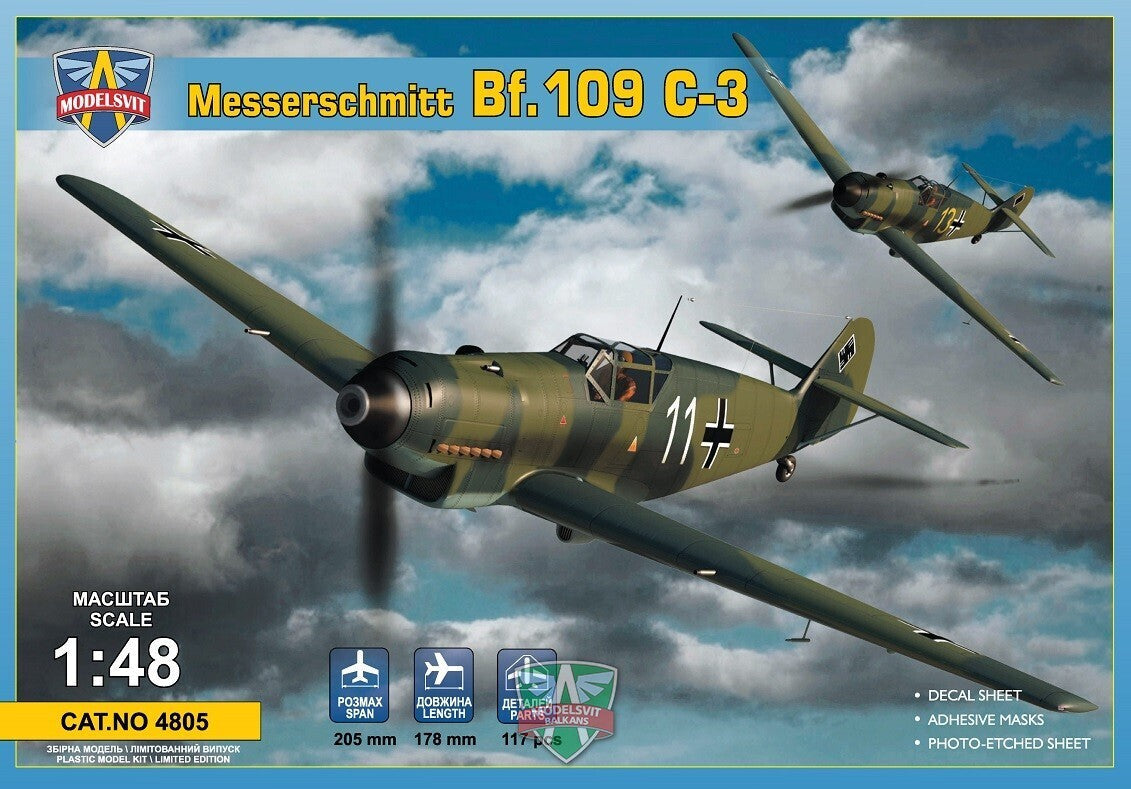 MSVIT4805 ModelSvit 1/48 Messershmitt Bf.109 C-3 Plastic Model Kit Modelsvit