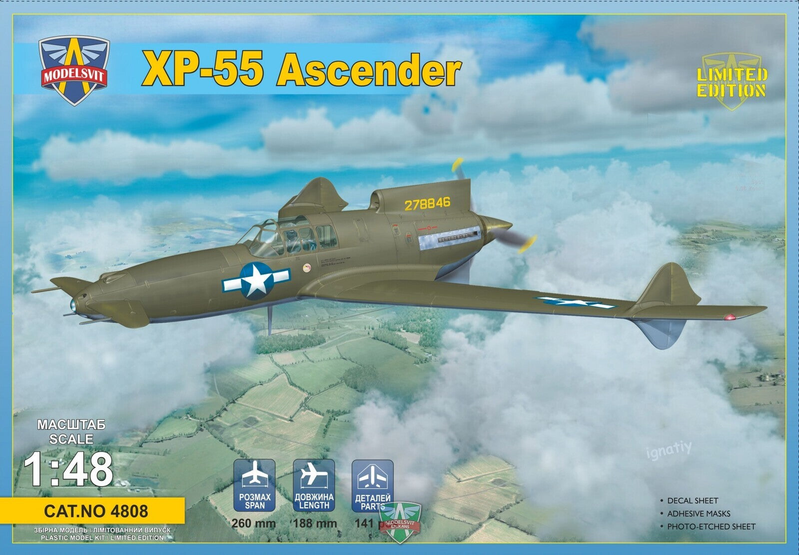 MSVIT4808 ModelSvit 1/48 XP-55 Ascender  Plastic Model Kit Modelsvit