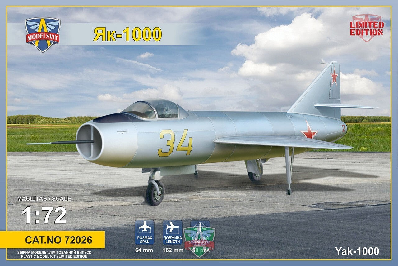 MSVIT72026 ModelSvit 1/72 Yak 1000 Supersonic demostrator Plastic Model Kit Modelsvit