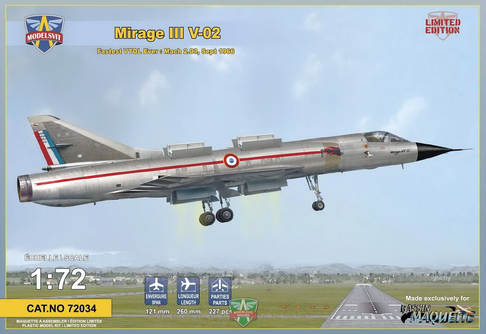 MSVIT72034 ModelSvit 1/72 Mirage III V-02 fastest VTOL ever Plastic Model Kit Modelsvit