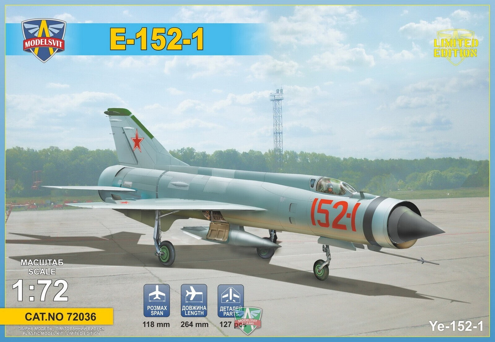 MSVIT72036 ModelSvit 1/72 Ye-152-1 experimental supersonic interceptor Plastic Model Kit Modelsvit