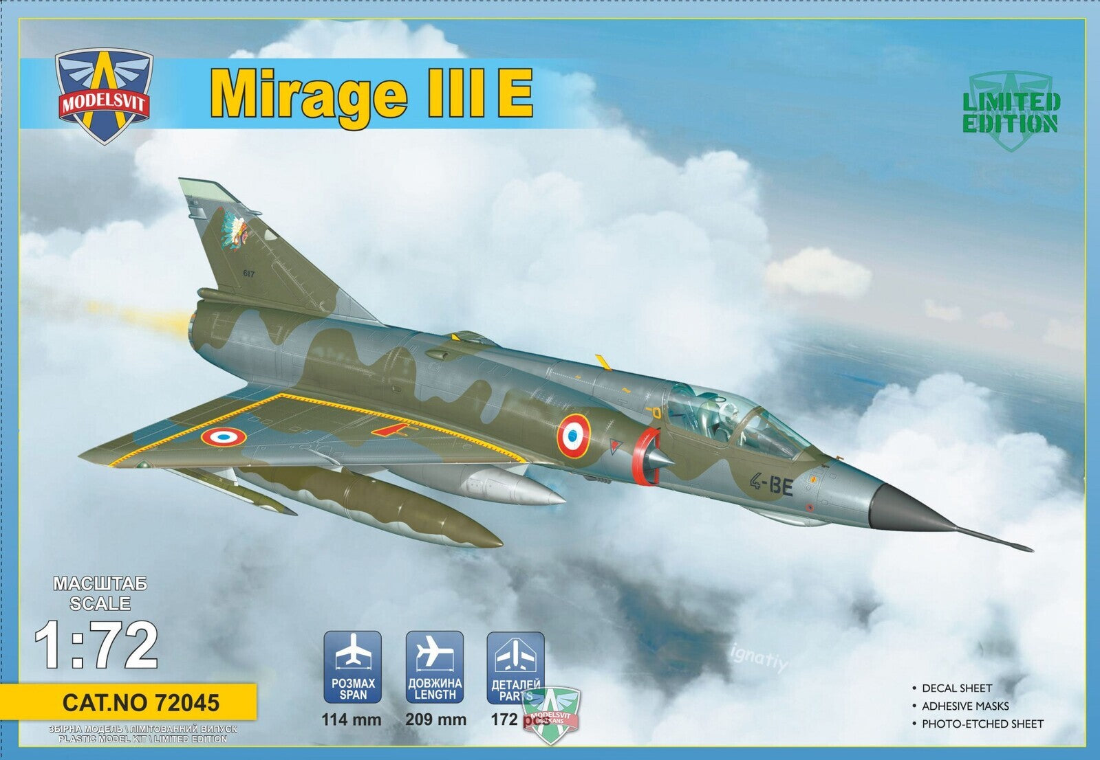 MSVIT72045 ModelSvit 1/72 Mirage III E fighter-bomber Plastic Model Kit Modelsvit