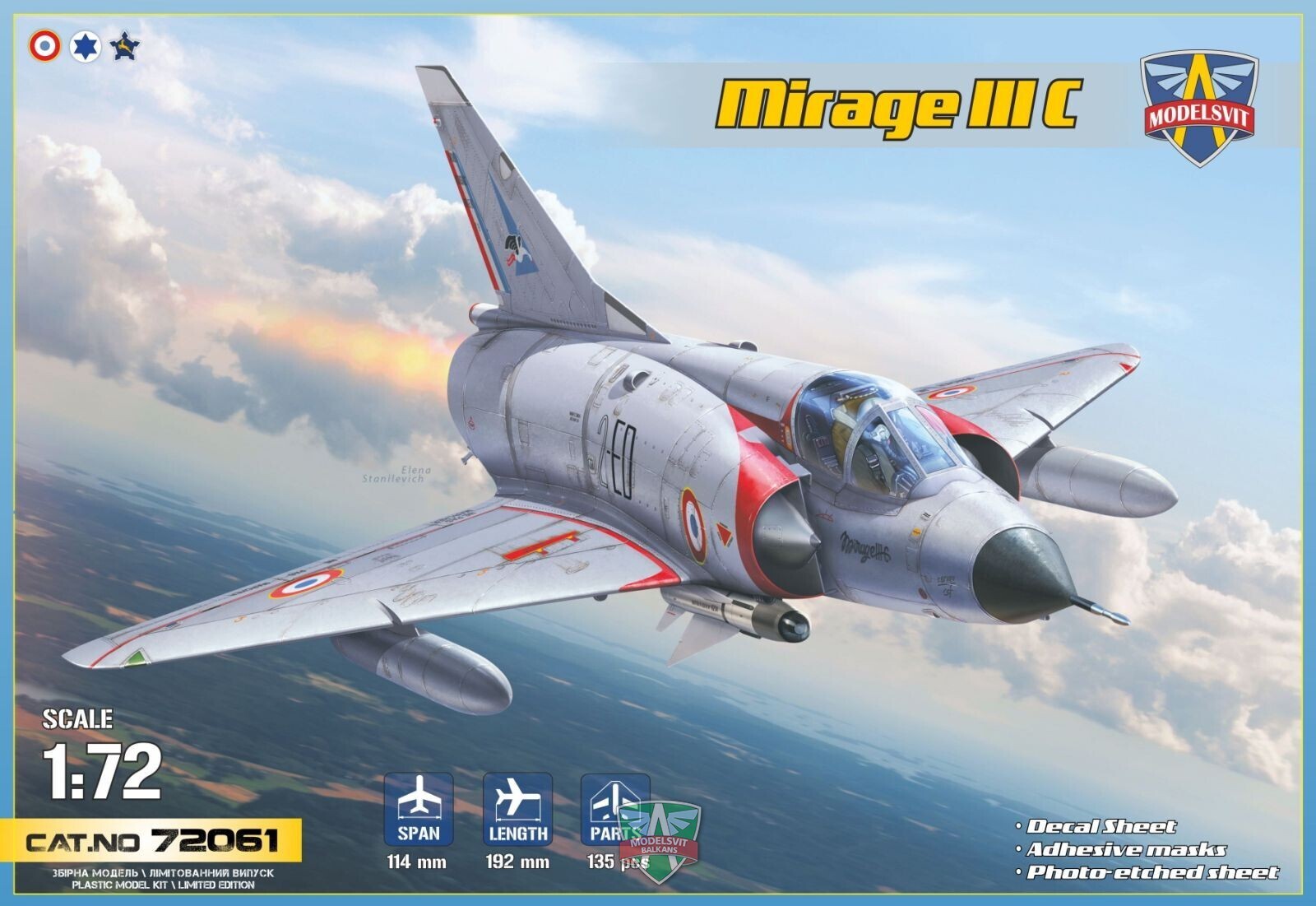 MSVIT72061 ModelSvit 1/72 Mirage IIIC all-weather interceptor (6 camo schemes) Plastic Model Kit Modelsvit