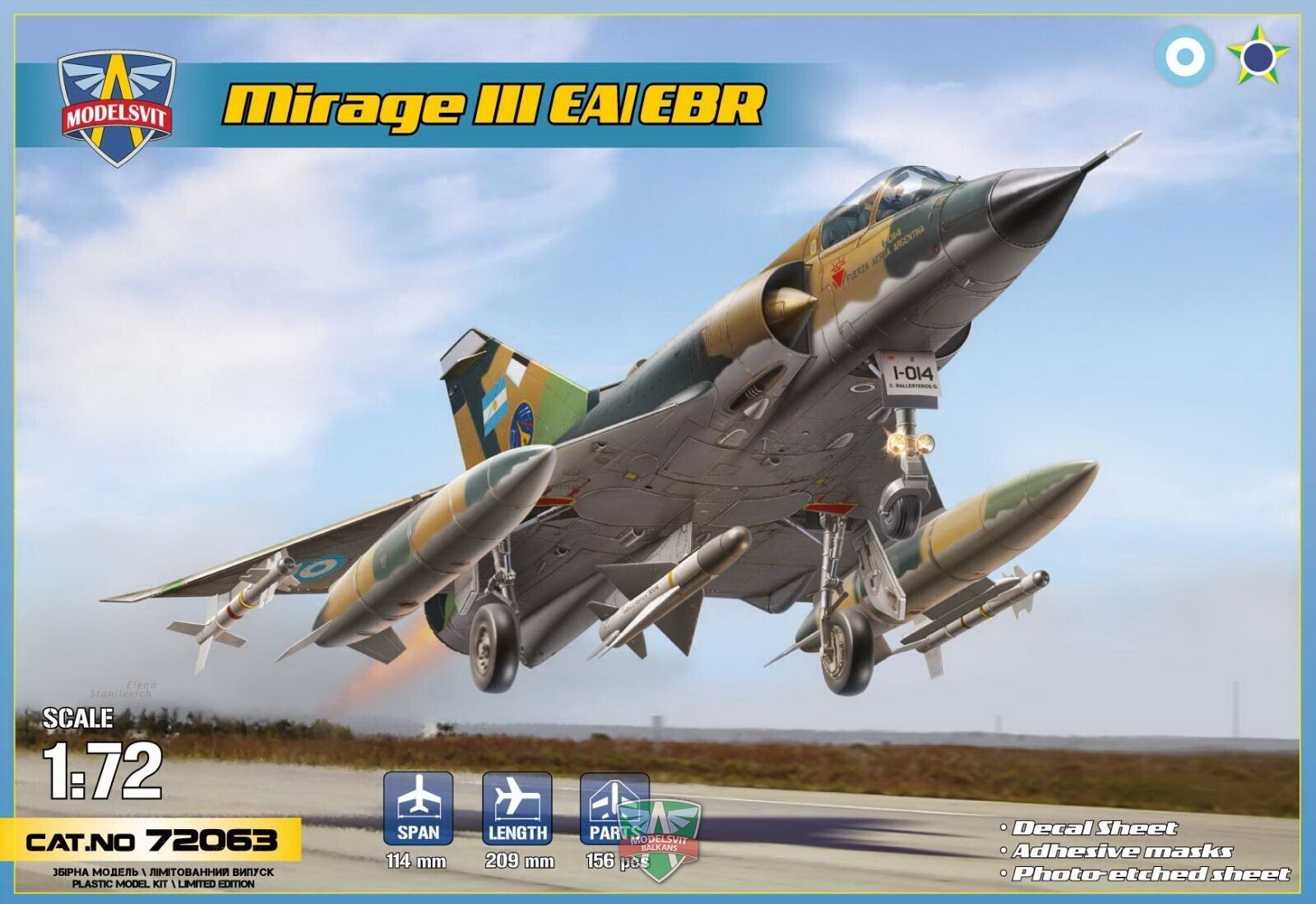 MSVIT72063 ModelSvit 1/72 Mirage IIIEA/EBR (6 camo schemes) Plastic Model Kit Modelsvit
