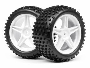 MV22115 Maverick 1:10 BUGGY WHITE REAR WHEEL & TYRE ASSEMBLY [MV22115]