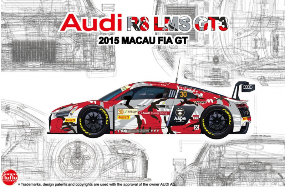 NU-24028 Nunu 1/24 Audi R8 LMS GT3 GP macau 2015 FIA-GT Plastic Model Kit NuNu