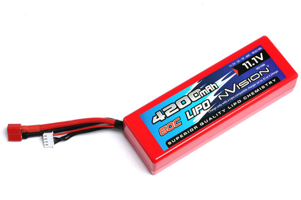 NVO1106 nVision Racing Lipo 4200 60C 11.1V 3S Deans