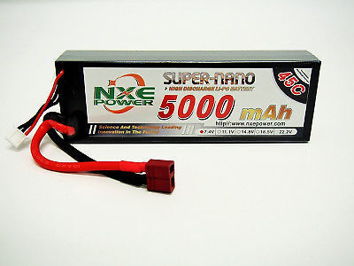 NXE5000HC452 NXE 7.4v 5000mah 45c Hard case Lipo w/Deans