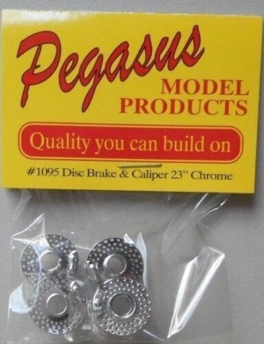 Pegasus 1/24 Disc Brake and Caliper (4) 23" Chrome for Scale Models [1095]