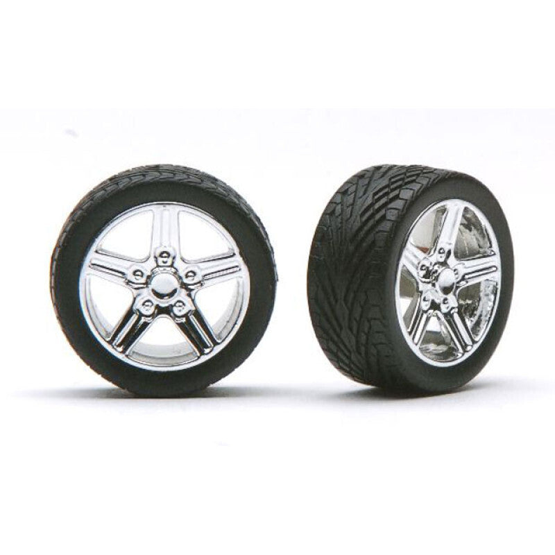 Pegasus 1/24 "Irok's" Rims W/Tires Chrome for Scale Models [1266]