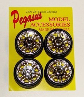 Pegasus 1/24 23" Luxor's Rims W/Tires Chrome for Scale Models [2309] PEG-2309