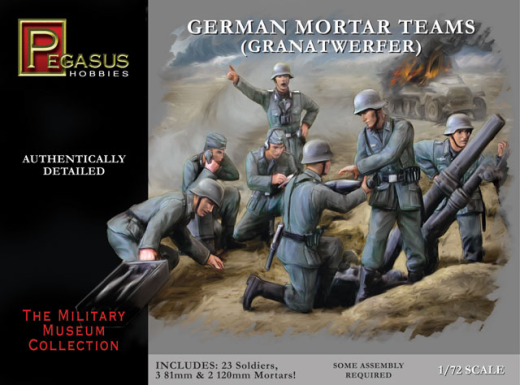 Pegasus 1/72 German Mortar Team (Granatwerfer) Plastic Model Kit [7204] PEG-7204