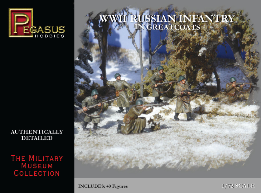 Pegasus 1/72 WWII Russian Infantry in Greatcoats (40 piece set) PEG-7271