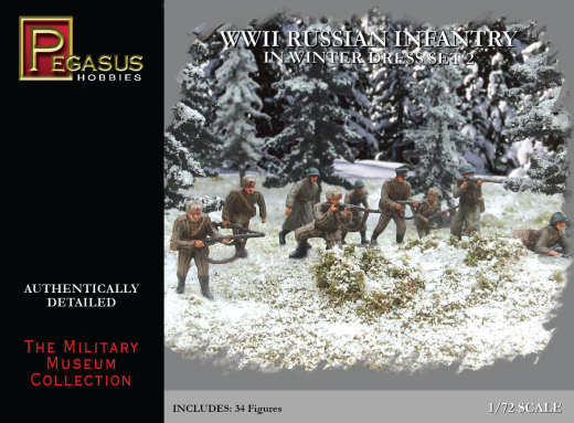 Pegasus 1/72 WWII Russian Infantry in Winter Dress Set 2 (34 piece set)