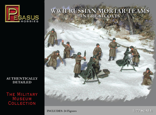 Pegasus 1/72 WWII Russian Mortar Teams in Greatcoats (24 piece set) PEG-7273