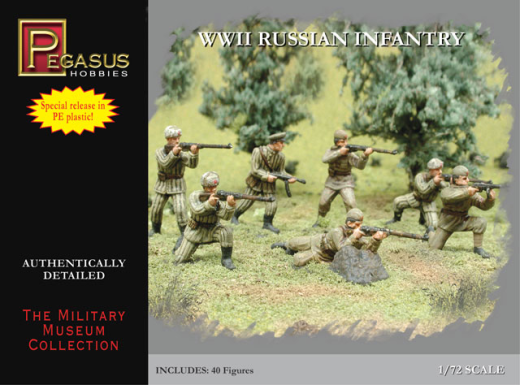 Pegasus 1/72 WWII Russian Infantry Combo (PE Plastic) (40 piece set)