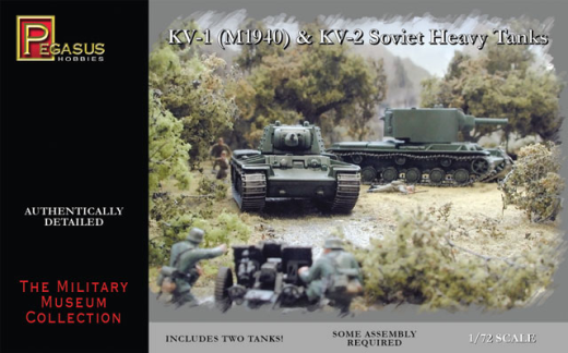 Pegasus 1/72 KV-1 (M1940) & KV-2 Soviet HeavyTanks (2) Plastic Model Kit [7665] PEG-7665