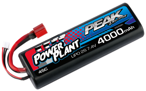 PEK00544 Peak Racing Power Plant  Lipo 4000 7.4 V 45C (Black case, Deans Plug) 2S/2CELL